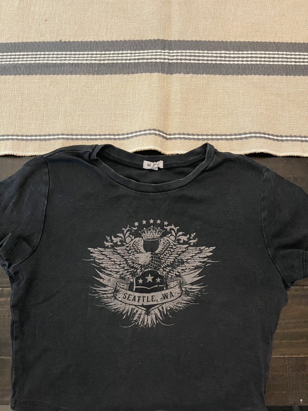 Garage Black Kids Short Sleeve Tee with Grey Seattle Crest Graphic